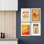 Quadros de Cerveja Beers Moldura Branca 33x43cm 4un