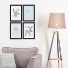 Quadros Decoração Minimalista Alce Moldura Preta 33x43cm