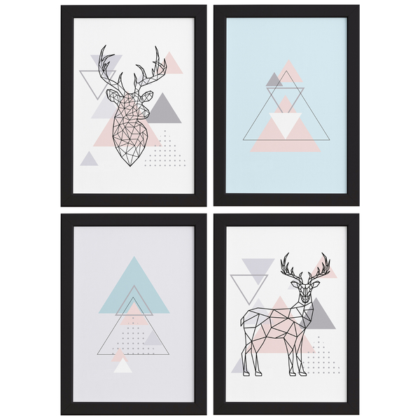 Quadros Decoração Minimalista Alce Moldura Preta 33x43cm