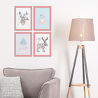 Quadros Decoração Minimalista Alce Moldura Rosa 22x32cm