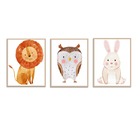 Quadros Decorativo Leão Coruja Coelho Para Quarto Infantil