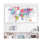 Quadros Decorativo Mosaico Mapa Mundi Colorido, Sala, Quarto