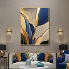 Quadros Decorativo Sala/hall Abstrato Dourado E Azul 80x120