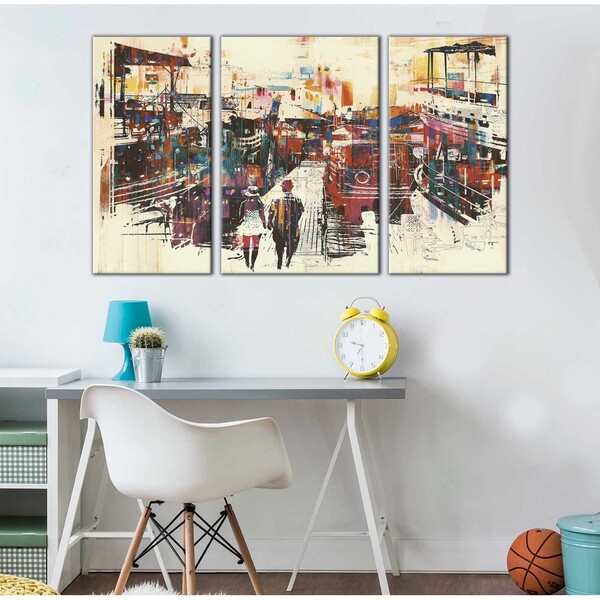 Quadros Decorativos Abstrato Aquarelado Geometrico