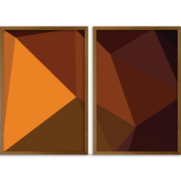 Quadros Decorativos Abstrato Geométrico I Sem Vidro Marrom