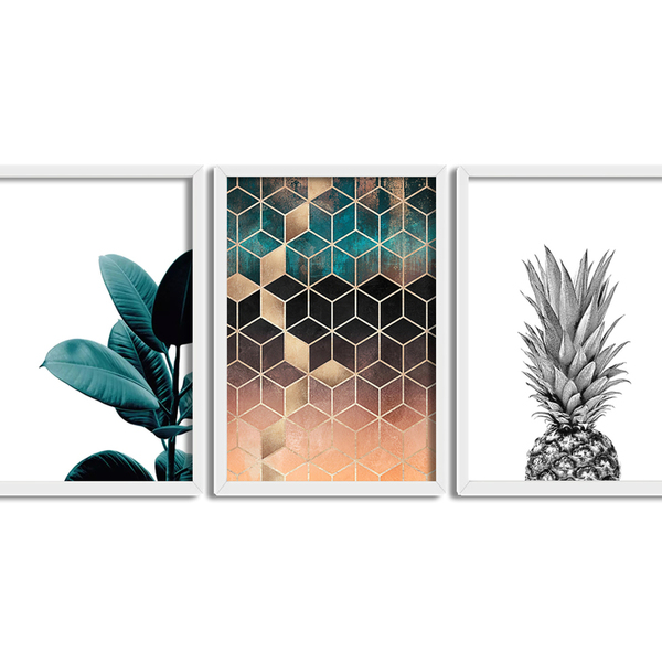 Quadros Decorativos Com Moldura 60x40 Cubos Geométricos