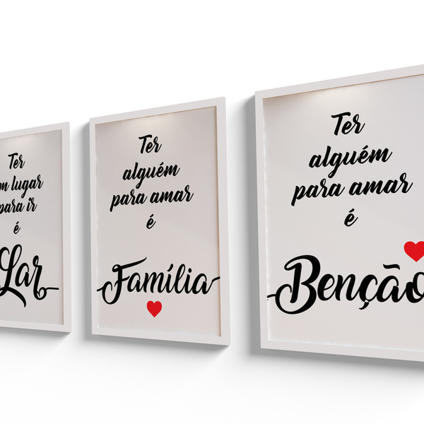 Quadros Decorativos Com Moldura 60x40 Frases Família Lar