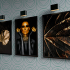 Quadros Decorativos Com Moldura E Vidro 60x40 Folhas Pretas E