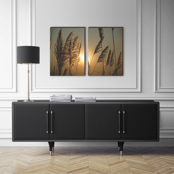 Quadros Decorativos Dupla Folhagem Com Por Do Sol 50x70