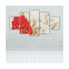 Quadros Decorativos Floral Buque Copo De Leite + Flor Vermelha