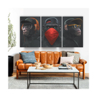 Quadros Decorativos Gangue Dos Macacos Divertidos 3 80x60