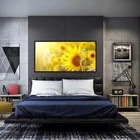 Quadros Decorativos Girassol Hd Quarto 130x60 Moldura Preta