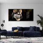 Quadros Decorativos Husky Siberiano 130x60 Moldura Preta 2x2