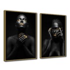 Quadros Decorativos Kit 2 Afro Sala Escritório Grande - Moldu
