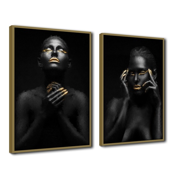 Quadros Decorativos Kit 2 Afro Sala Escritório Grande - Moldu