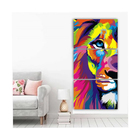 Quadros Decorativos Leão De Judá Colorido Animal Abstrato 60x