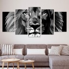 Quadros Decorativos Leao De Preto E Branco Abstrato