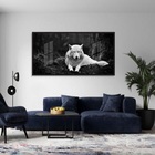 Quadros Decorativos Lobo Branco 130x60 Moldura Preta 2x2