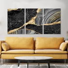 Quadros Decorativos Marmorizado Preto E Dourado