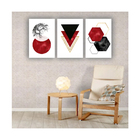Quadros Decorativos Mdf Abstrato Triângulos Vermelhos