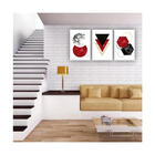 Quadros Decorativos Mdf Abstrato Triângulos Vermelhos