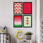 Quadros Decorativos Melancias Moldura Preta 4un 22x32cm