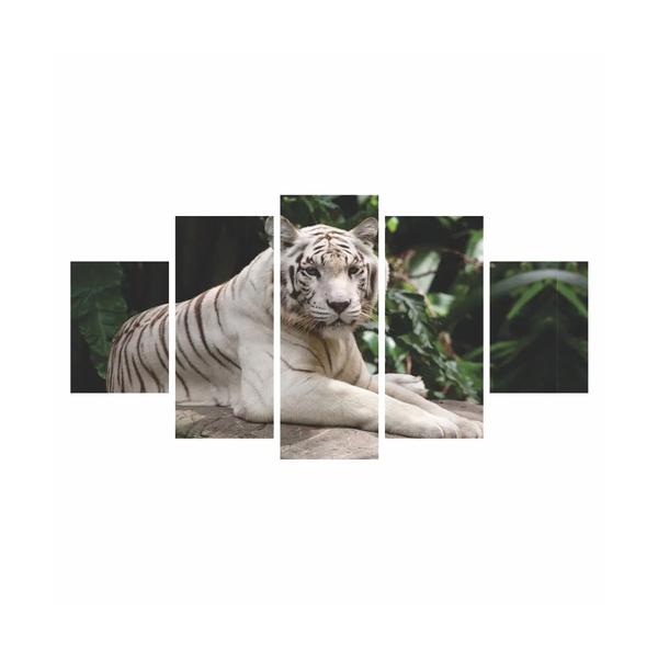 Quadros Decorativos Mosaico Mdf Tigre Branco Na Floresta 115x