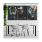 Quadros Decorativos Mosaico Mulheres Negras Maquiagem Dourada