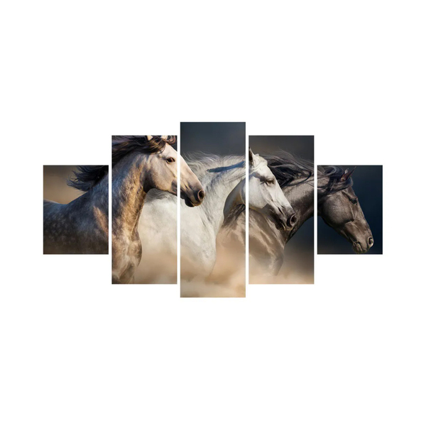 Quadros Decorativos Mosaico Sala Cavalos Fazenda 115x60cm