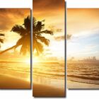 Quadros Decorativos Paisagem Por Do Sol  Praia 5 Peças