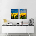 Quadros Decorativos Paisagem Tulipa Amarela 2 Peças Para Sala