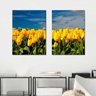 Quadros Decorativos Paisagem Tulipa Amarela 2 Peças Para Sala