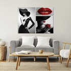 Quadros Decorativos Placas Mulheres Maquiagem Batom Vermelho