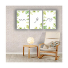 Quadros Decorativos Quarto Amor, Fe E Paz Folhas Floral