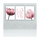 Quadros Decorativos Quarto Floral Flor Love Rosa 60x40