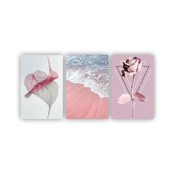 Quadros Decorativos Quarto Floral Praia Rosa 60x40