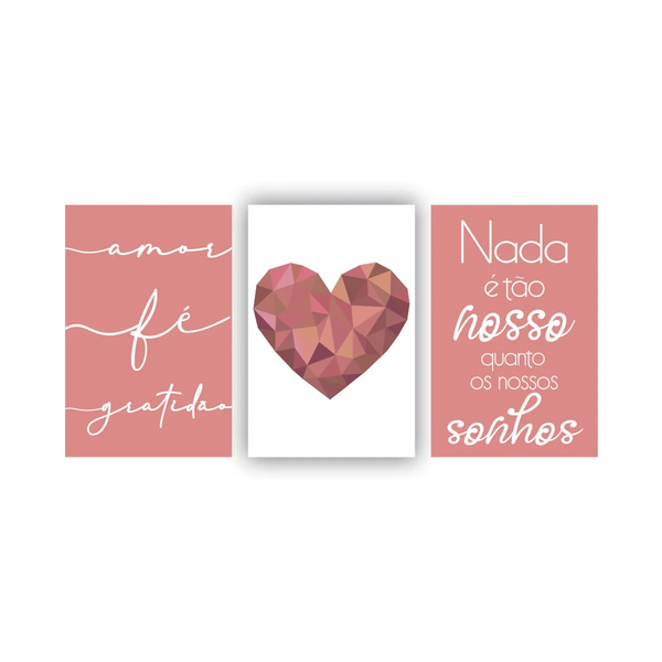 Quadros Decorativos Quarto Frases Amor Fe Gratidão Coração Ro