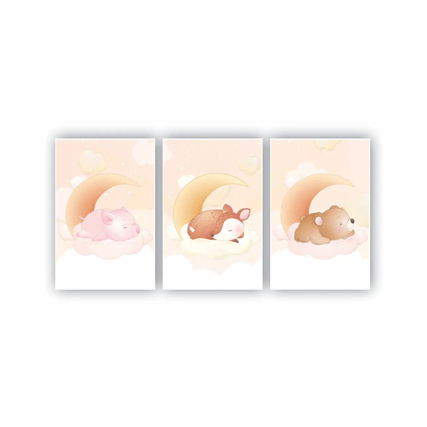 Quadros Decorativos Quarto Infantil Safari Porco, Veado E Urso