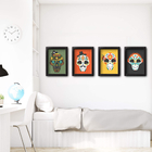 Quadros Decorativos Sala Caveira Moldura Preta Kit 4un 33x43