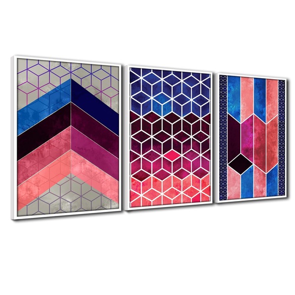 Quadros Decorativos Textura Cx Alta 40x60 Chevron Cores 3 Un