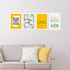 Quadros Frases Vida Feliz Moldura Branca 22x32cm 4un