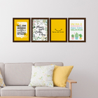 Quadros Frases Vida Feliz Moldura Marrom 22x32cm 4un