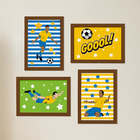 Quadros Futebol Gol 22x32cm Moldura Marrom 4un