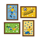 Quadros Futebol Gol 33x43cm Moldura Marrom 4un