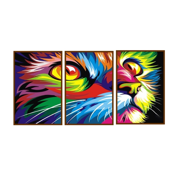 Quadros Mosaico Decorativo Gato Colorido - Amadeirada