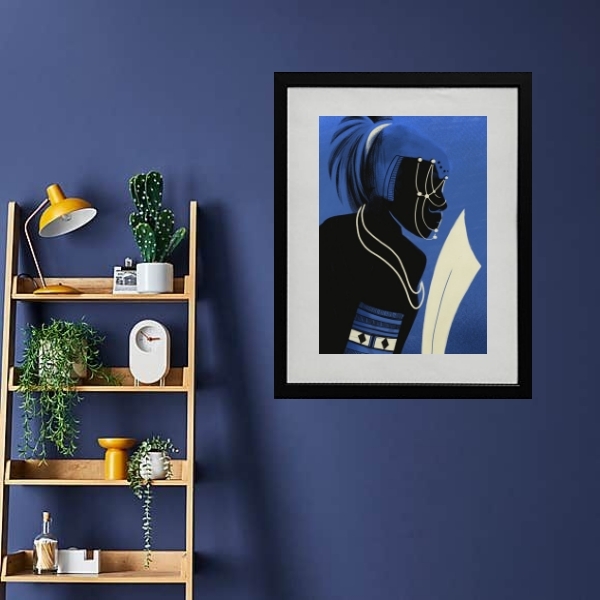 Quadros Orixá Ogum Guerreiro - 60x48cm Moldura:madeira Branca