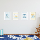 Quadros para Quarto de Bebê Marinheiro Moldura Branca 22x32