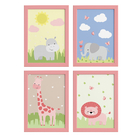 Quadros para Quarto de Menina Safari Moldura Rosa 22x32cm