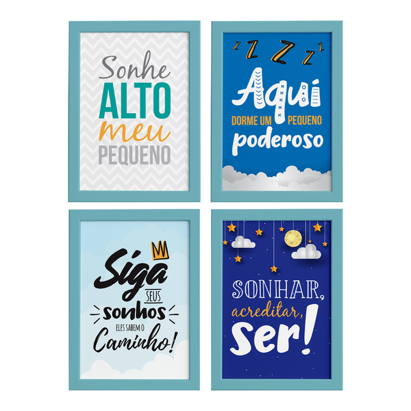 Quadros Para Quarto Frases Infantis 22x32cm Moldura Azul Leroy Merlin