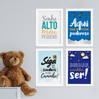 Quadros para Quarto Frases Infantis 33x43cm Moldura Branca